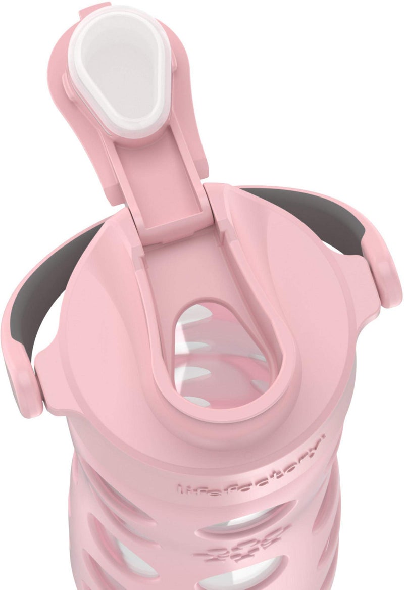 Lifefactory 16-Ounce Glass Water Bottle with Active Flip Cap and Protective Silicone Sleeve, Desert Rose - Image 2